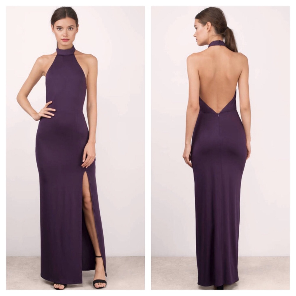 Formal backless full length sheath dress